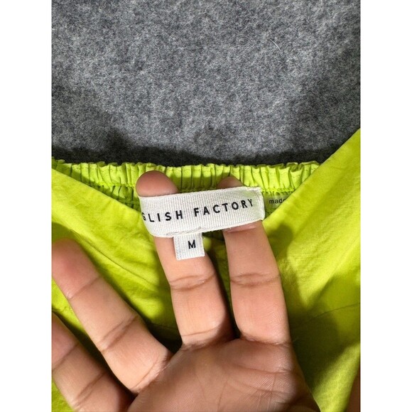 English Factory Top Women Medium green Short Sleeve Balloon Sleeve Peasant Boho‎ - Picture 2 of 7